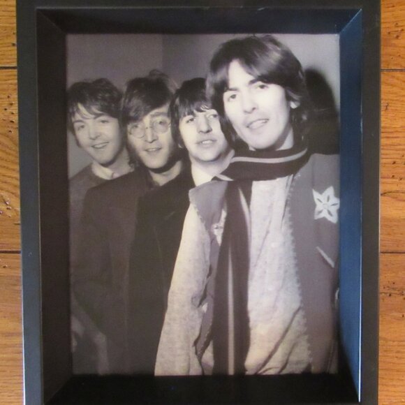 Rare Vintage Lenticular BEATLES Picture 3-D Framed Black & White Photo Print - Picture 2 of 16